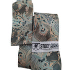 folded aquamarine taupe paisley necktie with matching pocket square