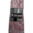 Stacy Adams burgundy paisley tie set with textured woven pattern
