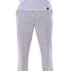 close up of grey checkered plaid pants fabric pattern