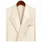 ivory tuxedo satin peak lapel close up