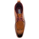 tan wingtip lace boot with burnished toe top view