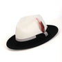 Caladan Collection: Montique White-Black Felt Fedora Hat with Grey Trim