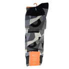 black gray dress socks with orange Tallia label on hanger