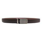 Men's brown genuine leather ratchet belt with holeless adjustment track