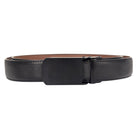 Men's black leather ratchet belt with removable black automatic buckle