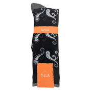 Black Gray Paisley Scroll Dress Socks by Tallia