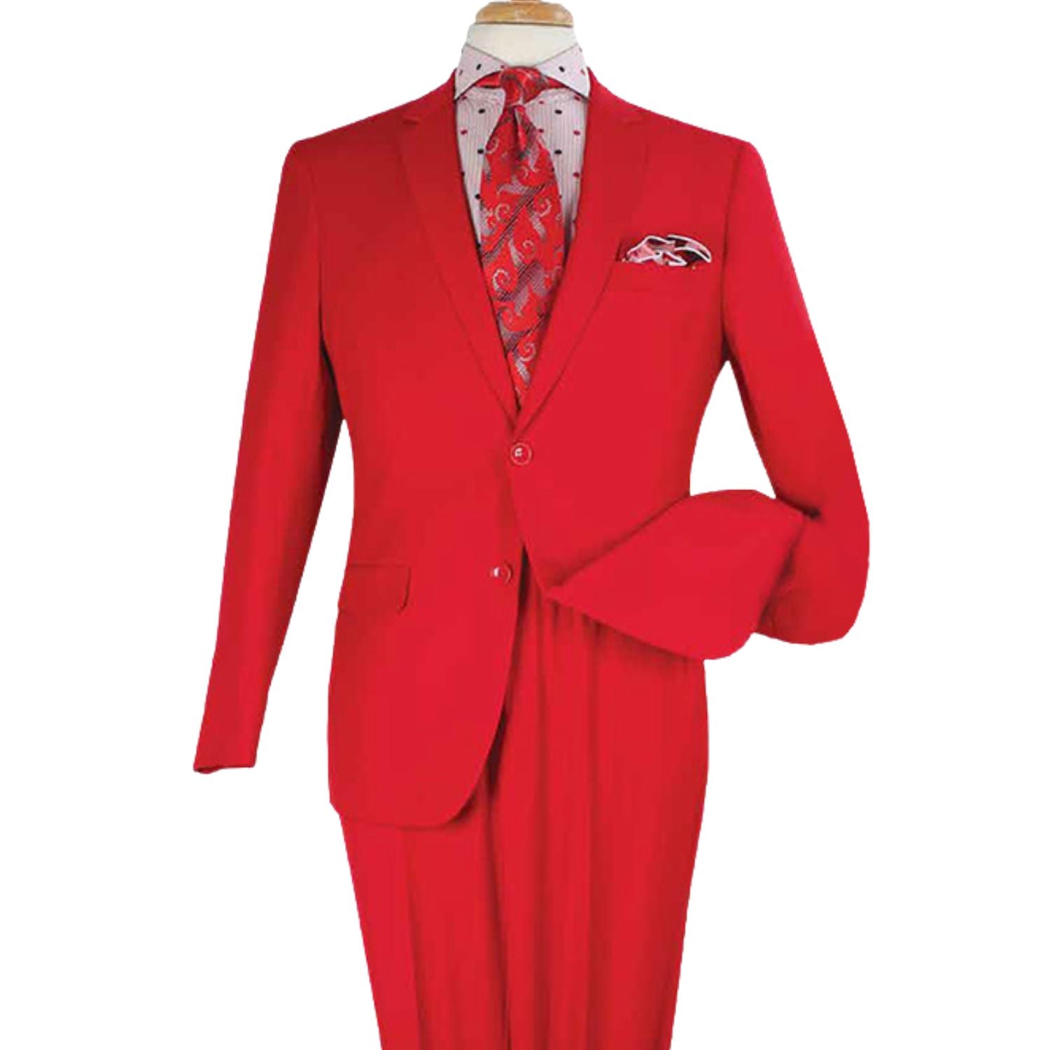red 2 piece modern fit suit front view