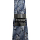 Stacy Adams slate blue geometric necktie with woven check pattern