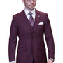 ChicShire Collection: Modern Fit 3PC Plaid Suit With Italian Wool & Cashmere In Burgundy