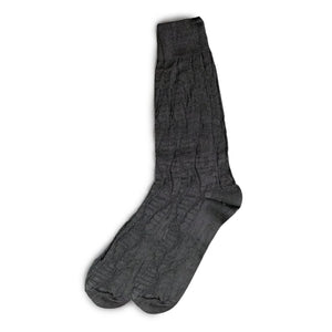 Haley Collection: Vannucci Black Croco Pattern Mercerized Cotton Dress Socks