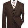 Zeus Zenith Collection: Brown 3 Piece Tone-on-Tone Pinstriped Single Breasted Regular Fit Suit