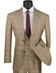 Procyon Collection: Camel Glen Plaid Single-Breasted Classic Fit 3-Piece Suit