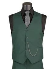 Terra Collection: Hunter Green Solid Color Single Breasted Regular Fit Vest