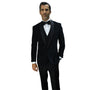 Viscount Collection: 2PC Black Velvet Suit - Tailored Fit with Flat Front Pants and Bow Tie