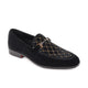 Swancrest Collection: Black & Gold Velvet Moc Toe Bit Slip-On Loafers