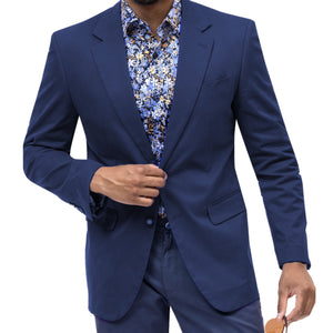Lacaille Collection: Solid Color Chino Blazer in Mid Night Blue