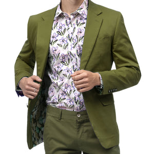 Lacaille Collection: Solid Color Chino Blazer in Olive