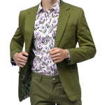 Lacaille Collection: Solid Color Chino Blazer in Olive