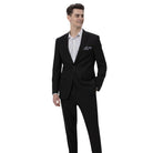 black 2 piece linen suit front view