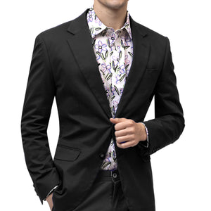 Lacaille Collection: Solid Color Chino Blazer in Black