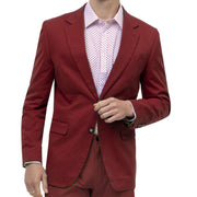 Lacaille Collection: Solid Color Chino Blazer in Burgundy