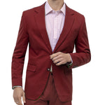 Lacaille Collection: Solid Color Chino Blazer in Burgundy