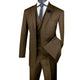 ElegantEcho Collection: Taupe 3 Piece Glen Plaid Single Breasted Regular Fit Suit