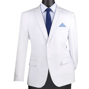 Conrad Collection: White Solid Color Single Breasted Regular Fit Blazer