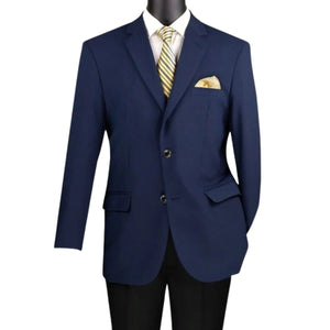 Conrad Collection: Navy Solid Color Single Breasted Regular Fit Blazer