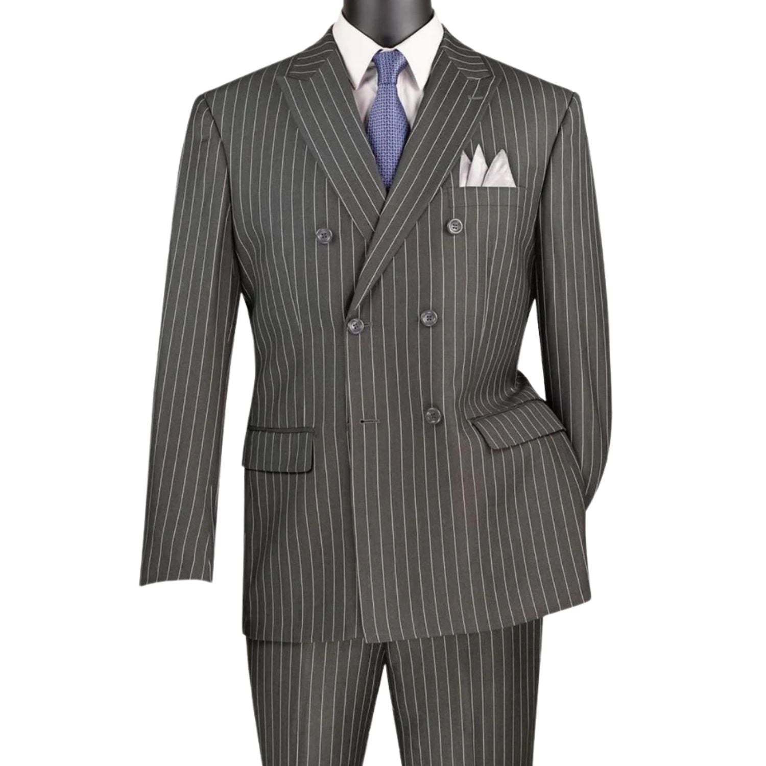 Hunter Green Gangster Stripe Double Breasted Suit – Suits & More