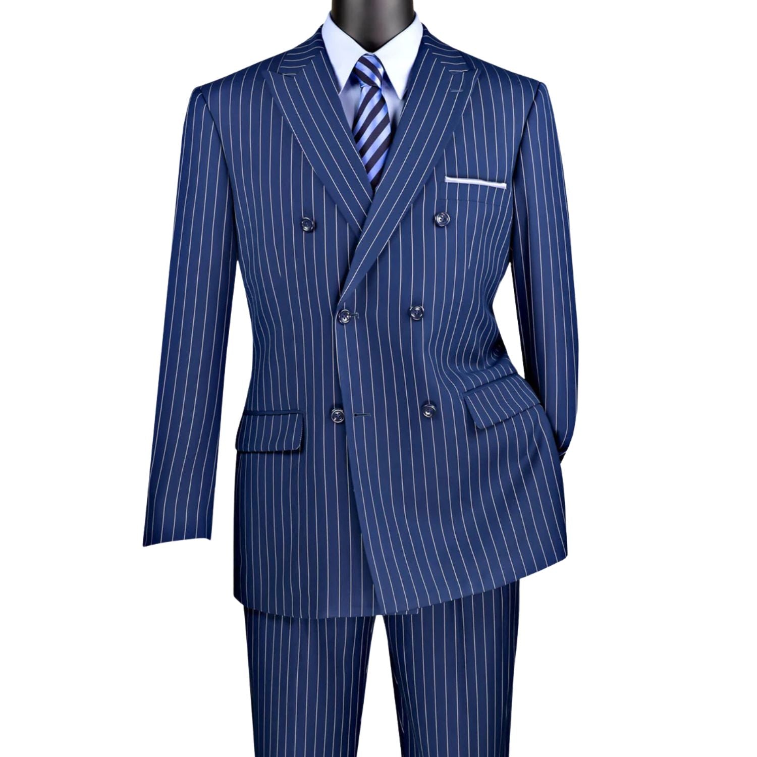 Hunter Green Gangster Stripe Double Breasted Suit – Suits & More