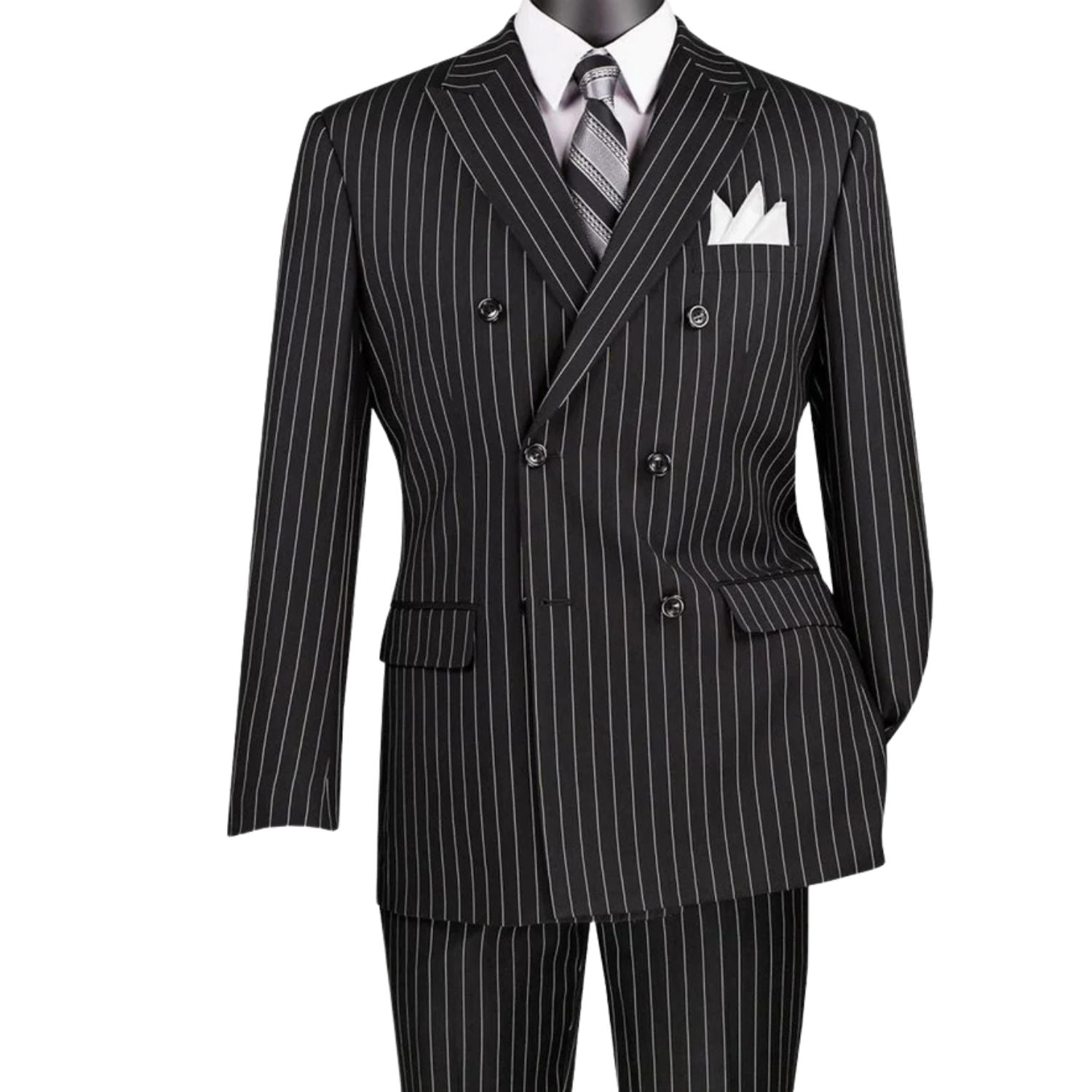 Hunter Green Gangster Stripe Double Breasted Suit – Suits & More