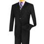 Urbano Collection: Black 3 Piece Solid Color Single Breasted Regular Fit Suit
