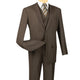 Men’s 3-Piece Solid Suit Regular Fit with Vest - Brown