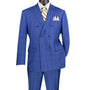 Celestial Collection: Blue 2 Piece Glen Plaid Double Breasted Regular Fit Suit