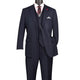 Zeus Zenith Collection: Navy 3 Piece Tone-on-Tone Pinstriped Single Breasted Regular Fit Suit