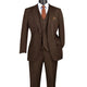Zeus Zenith Collection: Brown 3 Piece Tone-on-Tone Pinstriped Single Breasted Regular Fit Suit