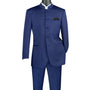 Gentry Glam Collection: Navy 2 Piece Banded Collar Single Breasted Regular Fit Suit