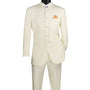 Gentry Glam Collection: Ivory 2 Piece Banded Collar Single Breasted Regular Fit Suits