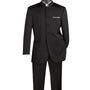 Gentry Glam Collection: Black 2 Piece Banded Collar Single Breasted Regular Fit Suits