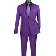 Purple 2-Piece Slim Fit Suit with Notch Lapel
