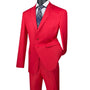 Vintagevo Collection: Red 2 Piece Solid Color Single Breasted Slim Fit Suit