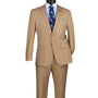 Vintagevo Collection: Light Beige 2 Piece Solid Color Single Breasted Slim Fit Suit