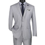 Vintagevo Collection: Light Grey 2 Piece Solid Color Single Breasted Slim Fit Suit