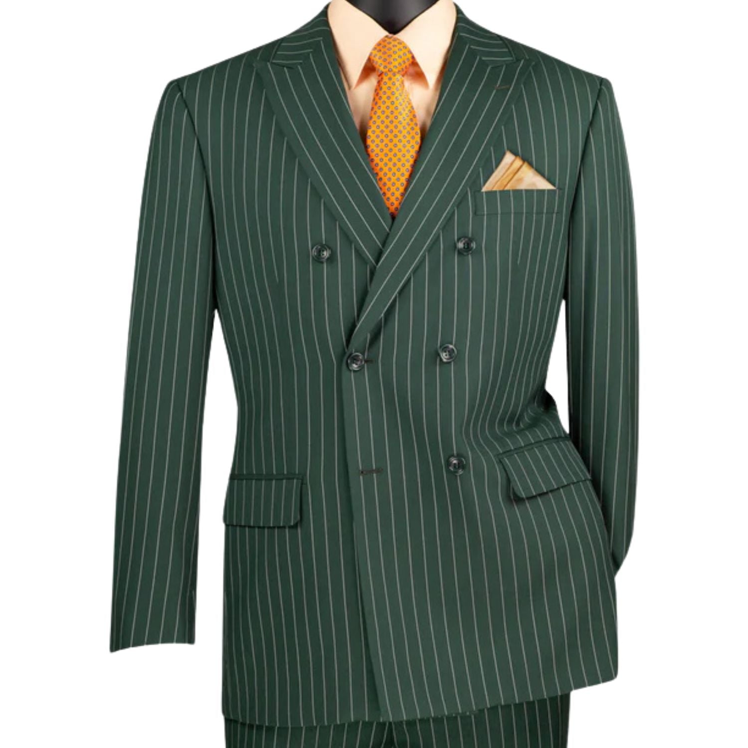 スーツ grosgrain DOUBLE-BREASTED STRIPED JACKET Hunter Green Gangster Stripe Double Breasted Suit – Suits & More