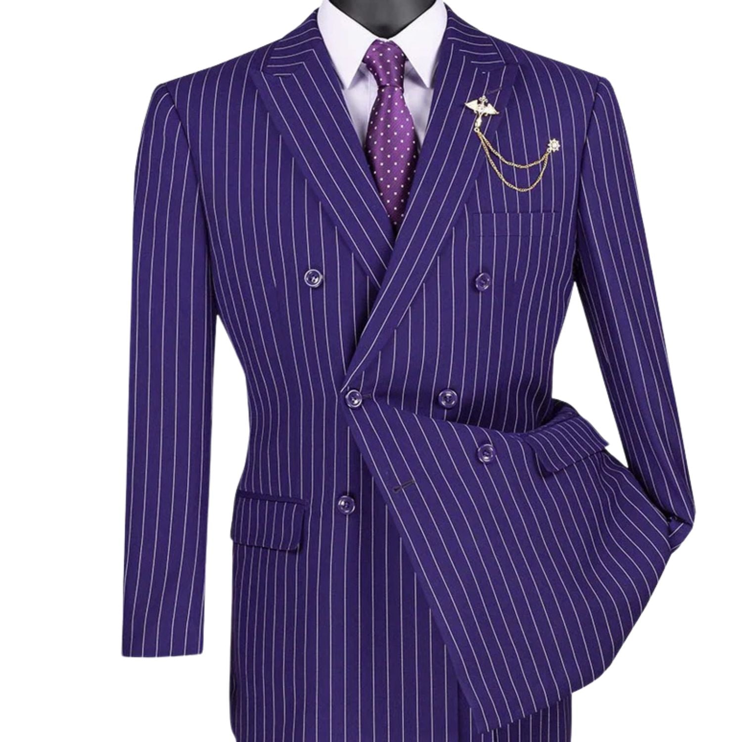 スーツ grosgrain DOUBLE-BREASTED STRIPED JACKET Purple Gangster Stripe Double Breasted Suit – Suits & More
