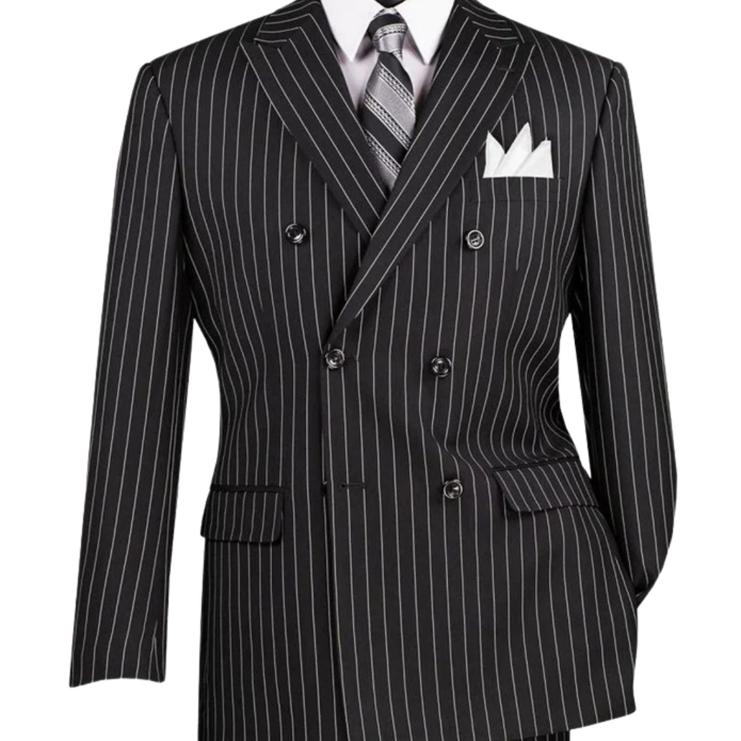 Black Gangster Stripe Double Breasted Suit – Suits & More