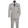 LuxLands Collection: Gray 2 Piece Glen Plaid Double-Breasted Regular Fit Suit