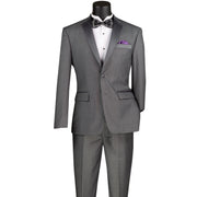 ChicCovenant Collection: Grey 2 Piece Solid Color Single Breasted Slim Fit Tuxedo