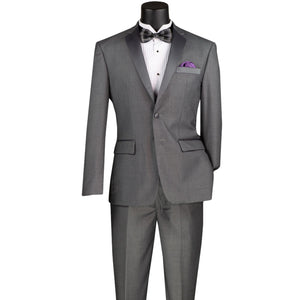 ChicCovenant Collection: Grey 2 Piece Solid Color Single Breasted Slim Fit Tuxedo